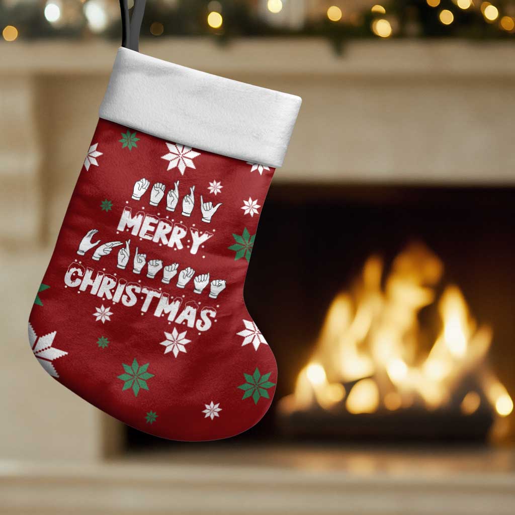 Sign Language Merry Christmas Stocking Xmas Holiday Patterns - Wonder Print Shop