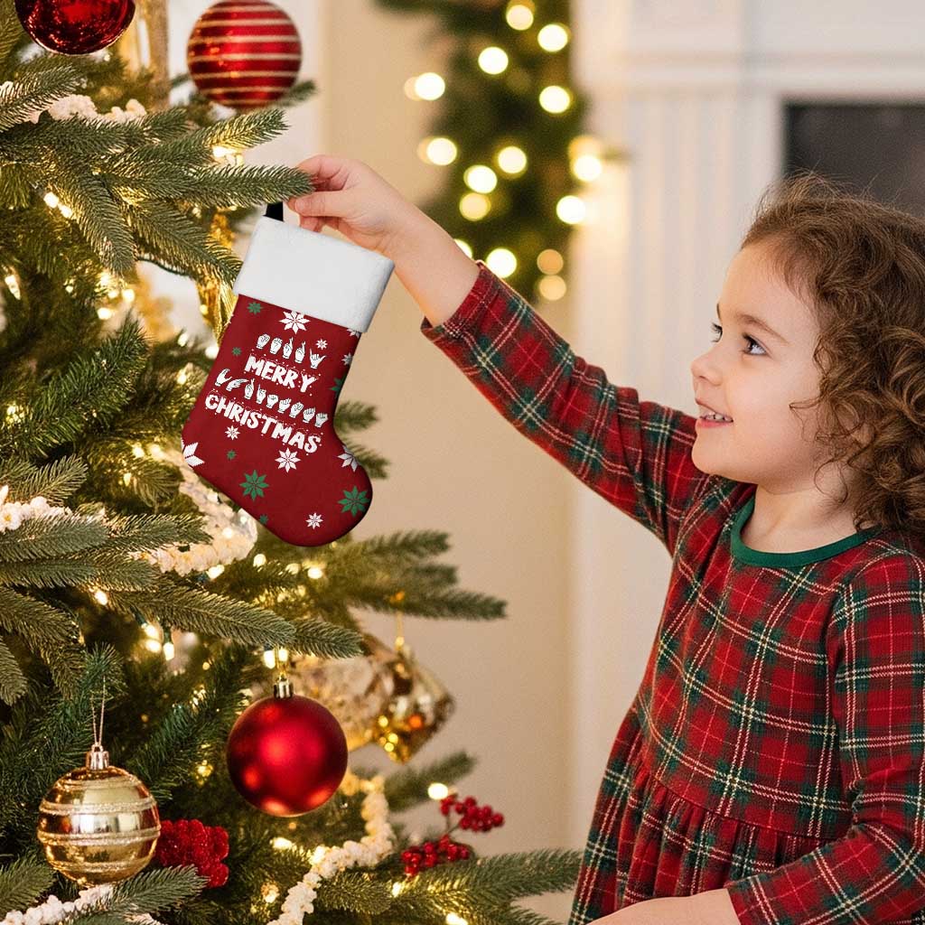 Sign Language Merry Christmas Stocking Xmas Holiday Patterns - Wonder Print Shop