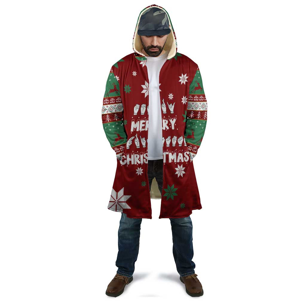 Sign Language Merry Christmas Cloak Xmas Holiday Patterns - Wonder Print Shop