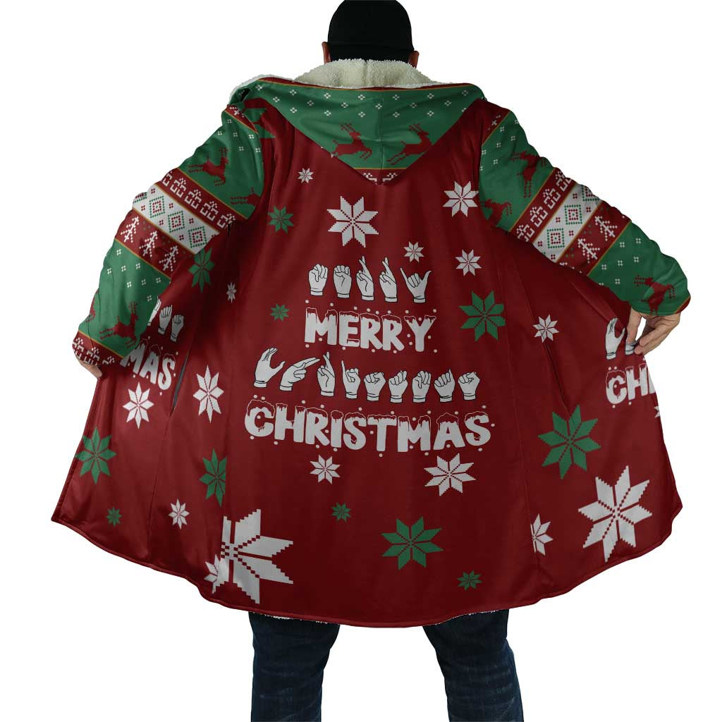 Sign Language Merry Christmas Cloak Xmas Holiday Patterns - Wonder Print Shop
