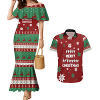 Sign Language Merry Christmas Couples Matching Mermaid Dress and Hawaiian Shirt Xmas Holiday Patterns - Wonder Print Shop