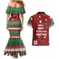 Sign Language Merry Christmas Couples Matching Mermaid Dress and Hawaiian Shirt Xmas Holiday Patterns - Wonder Print Shop