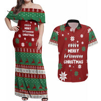 Sign Language Merry Christmas Couples Matching Off Shoulder Maxi Dress and Hawaiian Shirt Xmas Holiday Patterns - Wonder Print Shop