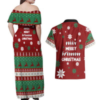 Sign Language Merry Christmas Couples Matching Off Shoulder Maxi Dress and Hawaiian Shirt Xmas Holiday Patterns - Wonder Print Shop