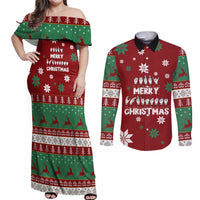 Sign Language Merry Christmas Couples Matching Off Shoulder Maxi Dress and Long Sleeve Button Shirt Xmas Holiday Patterns - Wonder Print Shop