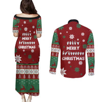 Sign Language Merry Christmas Couples Matching Puletasi and Long Sleeve Button Shirt Xmas Holiday Patterns - Wonder Print Shop