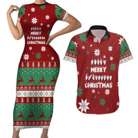 Sign Language Merry Christmas Couples Matching Short Sleeve Bodycon Dress and Hawaiian Shirt Xmas Holiday Patterns - Wonder Print Shop