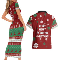Sign Language Merry Christmas Couples Matching Short Sleeve Bodycon Dress and Hawaiian Shirt Xmas Holiday Patterns - Wonder Print Shop