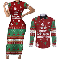Sign Language Merry Christmas Couples Matching Short Sleeve Bodycon Dress and Long Sleeve Button Shirt Xmas Holiday Patterns - Wonder Print Shop