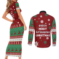 Sign Language Merry Christmas Couples Matching Short Sleeve Bodycon Dress and Long Sleeve Button Shirt Xmas Holiday Patterns - Wonder Print Shop