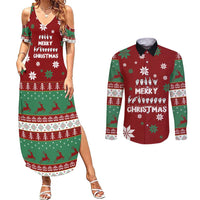 Sign Language Merry Christmas Couples Matching Summer Maxi Dress and Long Sleeve Button Shirt Xmas Holiday Patterns - Wonder Print Shop