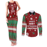 Sign Language Merry Christmas Couples Matching Tank Maxi Dress and Long Sleeve Button Shirt Xmas Holiday Patterns - Wonder Print Shop