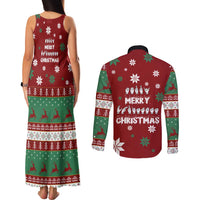 Sign Language Merry Christmas Couples Matching Tank Maxi Dress and Long Sleeve Button Shirt Xmas Holiday Patterns - Wonder Print Shop