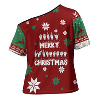 Sign Language Merry Christmas Cross Shoulder Shirt Xmas Holiday Patterns - Wonder Print Shop