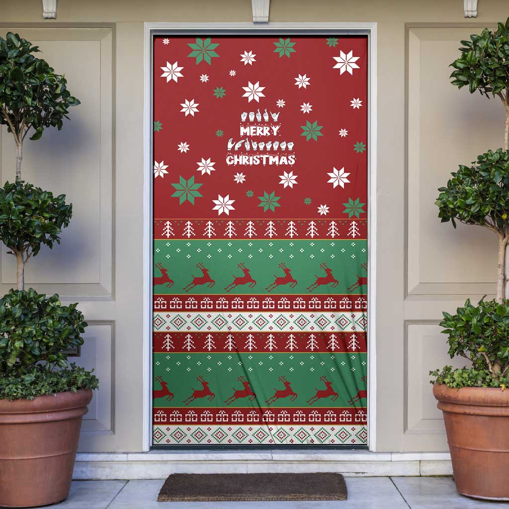 Sign Language Merry Christmas Door Cover Xmas Holiday Patterns - Wonder Print Shop