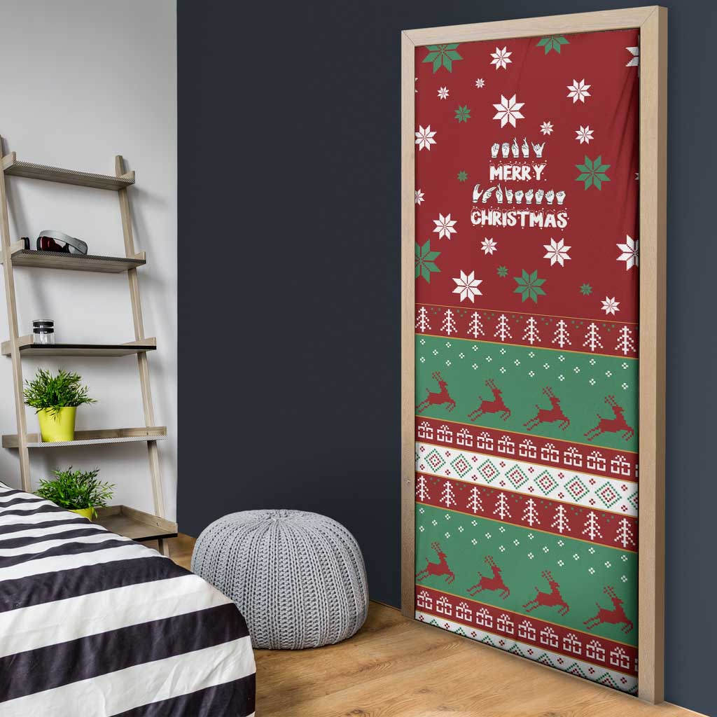 Sign Language Merry Christmas Door Cover Xmas Holiday Patterns - Wonder Print Shop