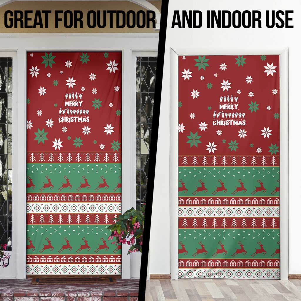 Sign Language Merry Christmas Door Cover Xmas Holiday Patterns - Wonder Print Shop