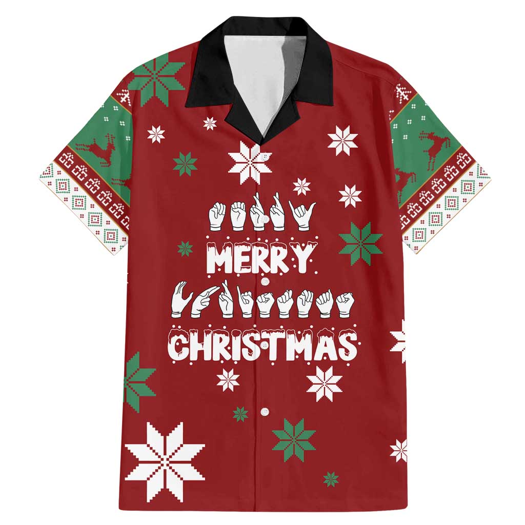 Sign Language Merry Christmas Family Matching Mermaid Dress and Hawaiian Shirt Xmas Holiday Patterns - Wonder Print Shop