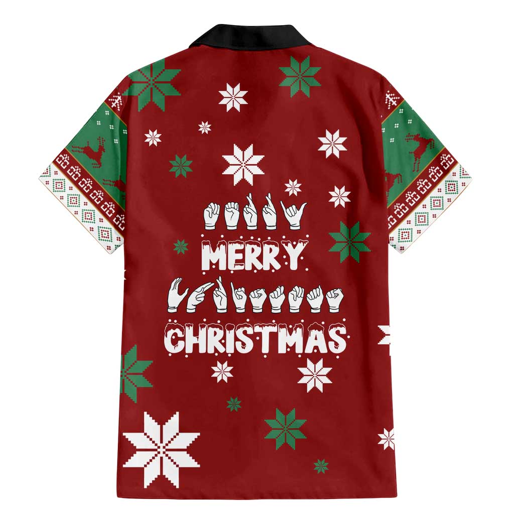 Sign Language Merry Christmas Family Matching Mermaid Dress and Hawaiian Shirt Xmas Holiday Patterns - Wonder Print Shop