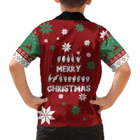 Sign Language Merry Christmas Family Matching Off The Shoulder Long Sleeve Dress and Hawaiian Shirt Xmas Holiday Patterns - Wonder Print Shop