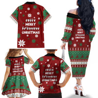 Sign Language Merry Christmas Family Matching Off The Shoulder Long Sleeve Dress and Hawaiian Shirt Xmas Holiday Patterns - Wonder Print Shop
