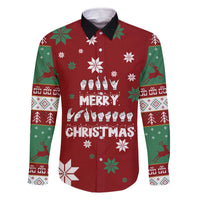 Sign Language Merry Christmas Family Matching Off The Shoulder Long Sleeve Dress and Hawaiian Shirt Xmas Holiday Patterns - Wonder Print Shop
