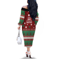 Sign Language Merry Christmas Family Matching Off The Shoulder Long Sleeve Dress and Hawaiian Shirt Xmas Holiday Patterns - Wonder Print Shop