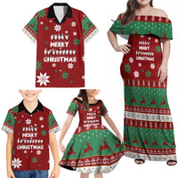 Sign Language Merry Christmas Family Matching Off Shoulder Maxi Dress and Hawaiian Shirt Xmas Holiday Patterns - Wonder Print Shop