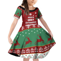 Sign Language Merry Christmas Family Matching Off Shoulder Short Dress and Hawaiian Shirt Xmas Holiday Patterns - Wonder Print Shop