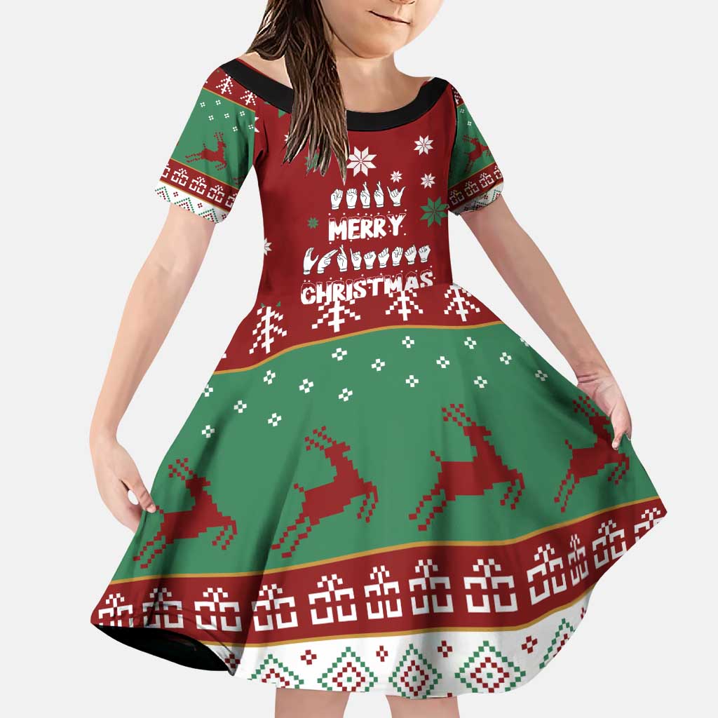 Sign Language Merry Christmas Family Matching Puletasi and Hawaiian Shirt Xmas Holiday Patterns - Wonder Print Shop