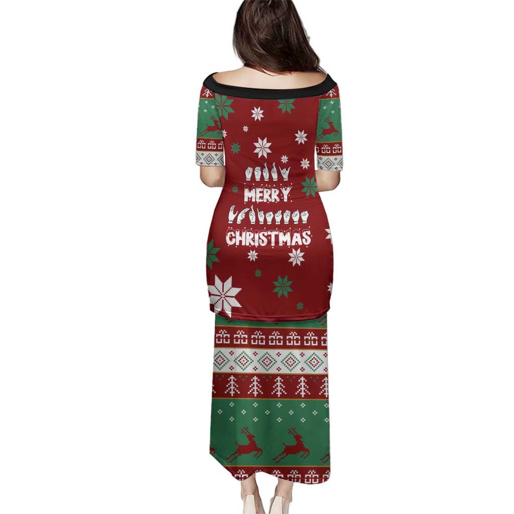 Sign Language Merry Christmas Family Matching Puletasi and Hawaiian Shirt Xmas Holiday Patterns - Wonder Print Shop