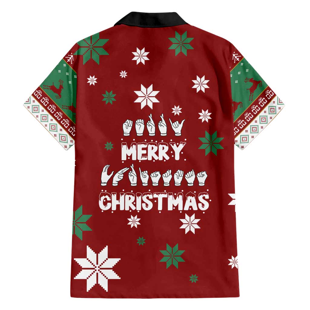 Sign Language Merry Christmas Family Matching Short Sleeve Bodycon Dress and Hawaiian Shirt Xmas Holiday Patterns - Wonder Print Shop