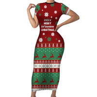 Sign Language Merry Christmas Family Matching Short Sleeve Bodycon Dress and Hawaiian Shirt Xmas Holiday Patterns - Wonder Print Shop