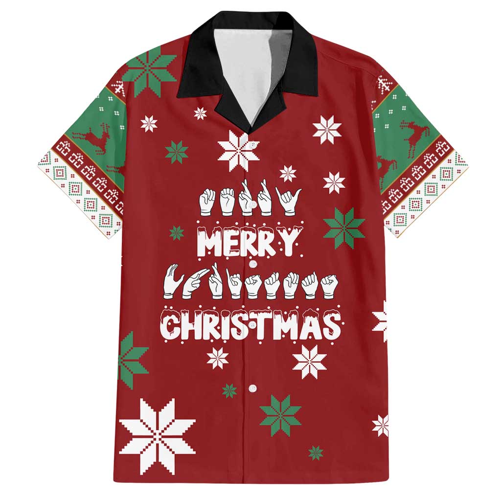 Sign Language Merry Christmas Family Matching Summer Maxi Dress and Hawaiian Shirt Xmas Holiday Patterns - Wonder Print Shop