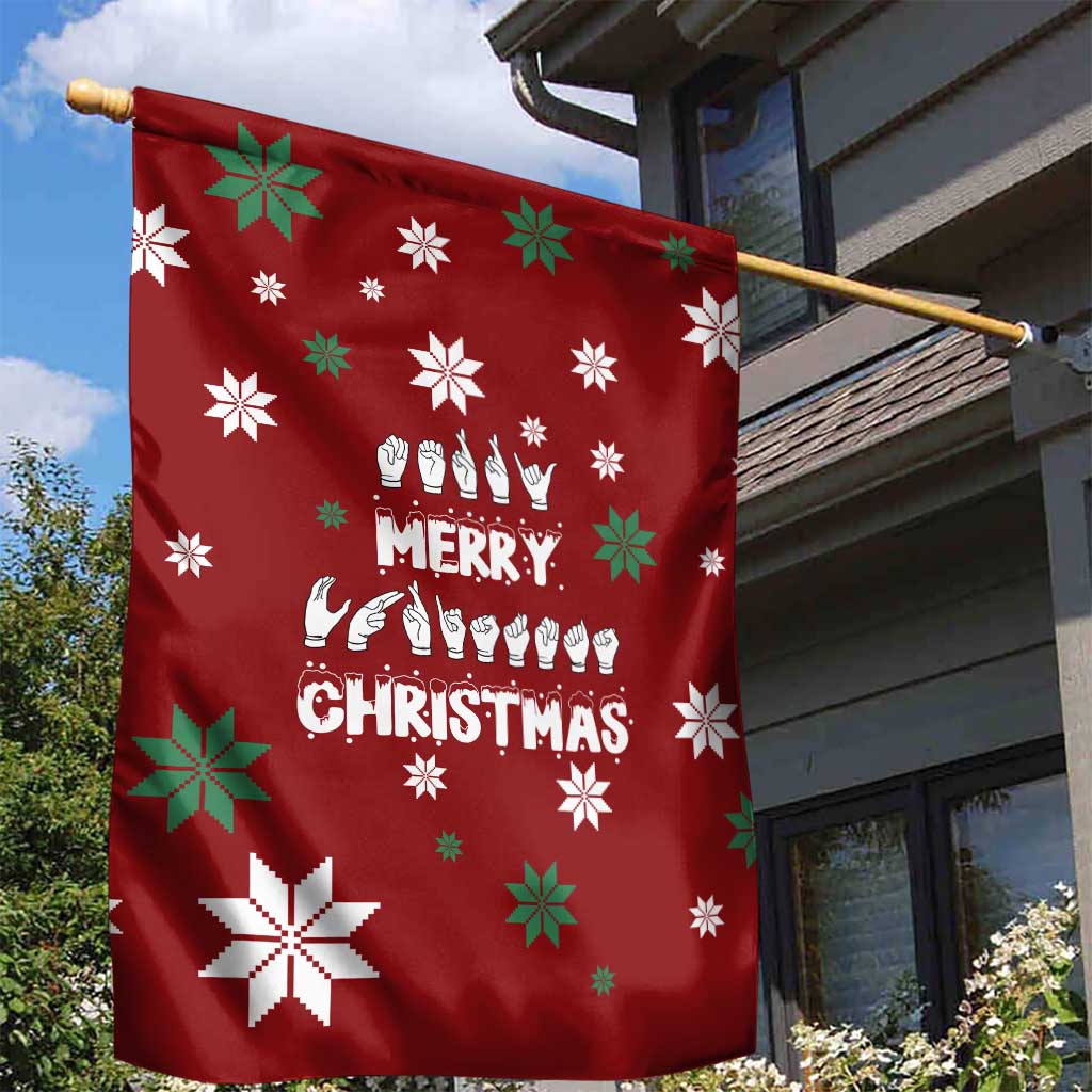 Sign Language Merry Christmas Garden Flag Xmas Holiday Patterns - Wonder Print Shop