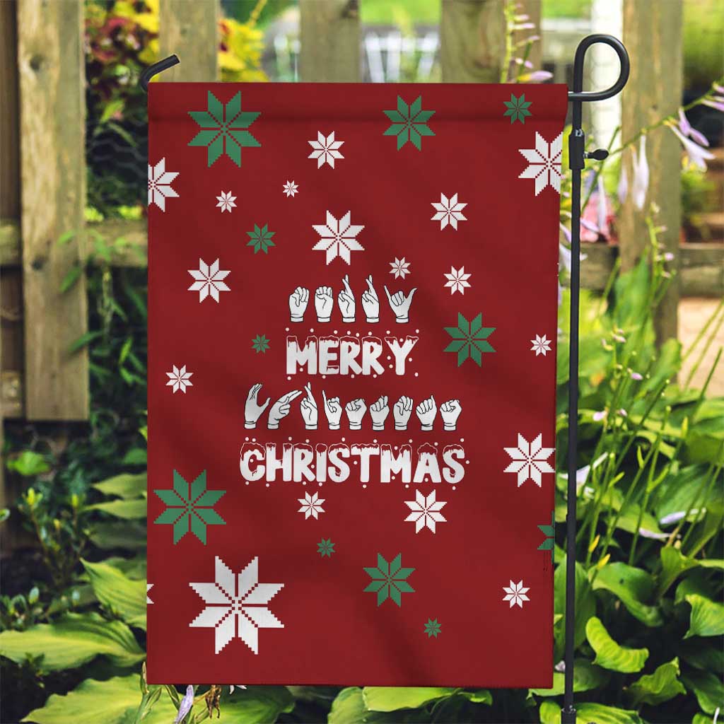 Sign Language Merry Christmas Garden Flag Xmas Holiday Patterns - Wonder Print Shop
