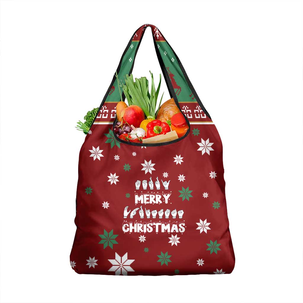 Sign Language Merry Christmas Grocery Bag Xmas Holiday Patterns - Wonder Print Shop