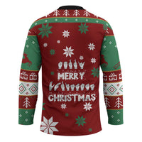 Sign Language Merry Christmas Hockey Jersey Xmas Holiday Patterns - Wonder Print Shop