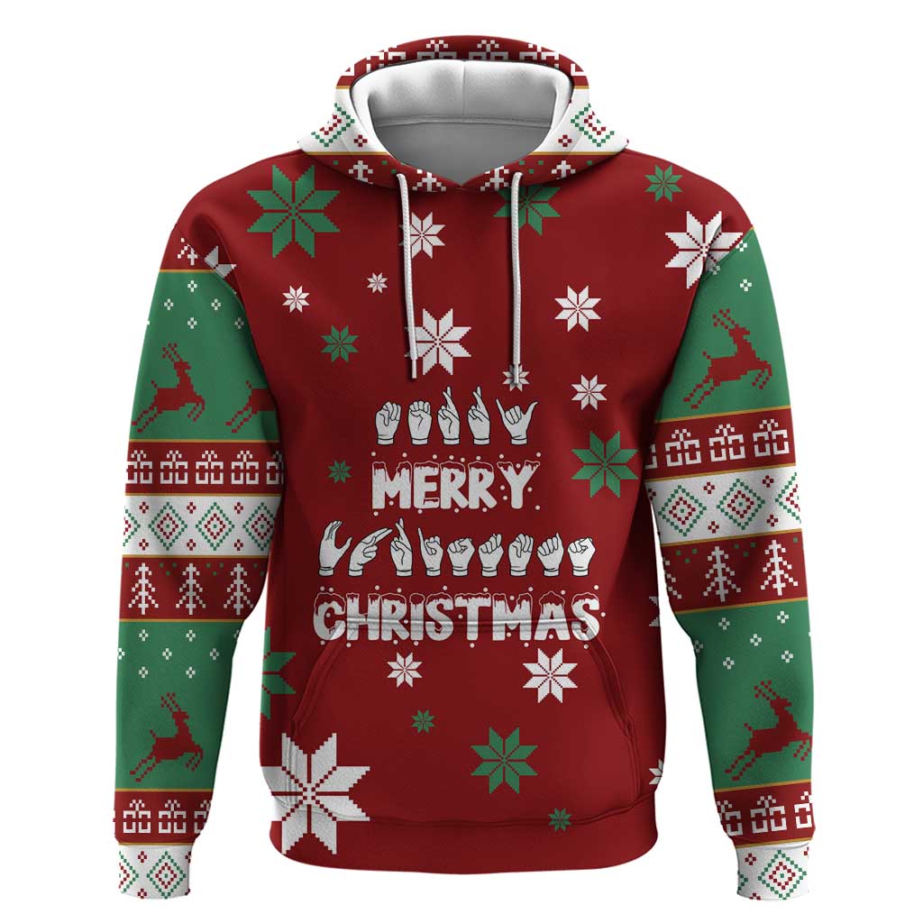 Sign Language Merry Christmas Hoodie Xmas Holiday Patterns - Wonder Print Shop