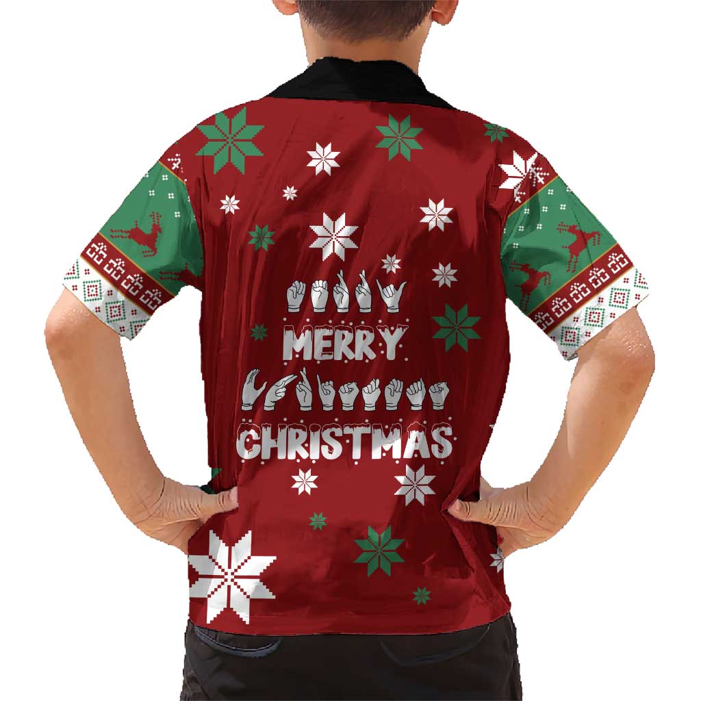 Sign Language Merry Christmas Kid Hawaiian Shirt Xmas Holiday Patterns - Wonder Print Shop