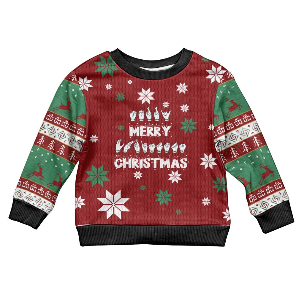 Sign Language Merry Christmas Kid Ugly Christmas Sweater Xmas Holiday Patterns - Wonder Print Shop