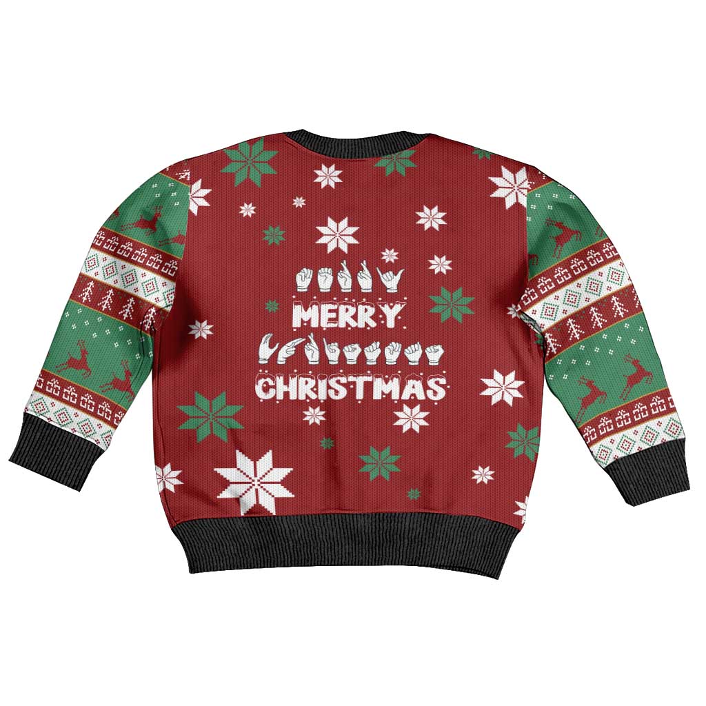Sign Language Merry Christmas Kid Ugly Christmas Sweater Xmas Holiday Patterns - Wonder Print Shop