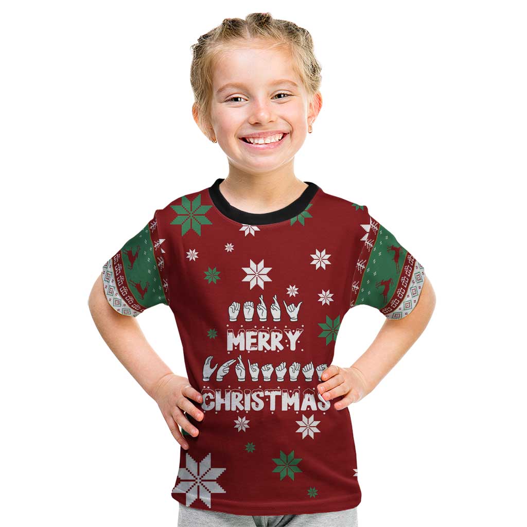 Sign Language Merry Christmas Kid T Shirt Xmas Holiday Patterns - Wonder Print Shop