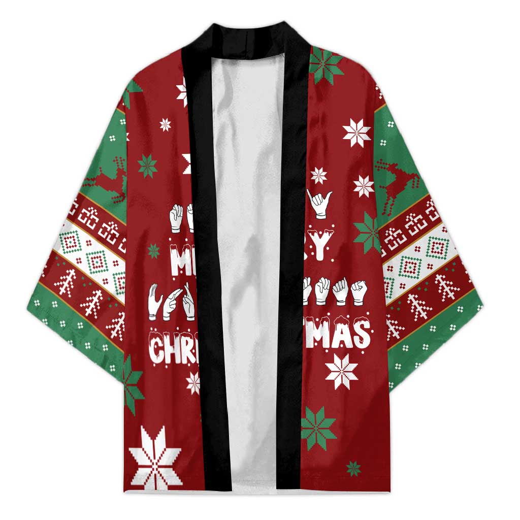 Sign Language Merry Christmas Kimono Xmas Holiday Patterns - Wonder Print Shop