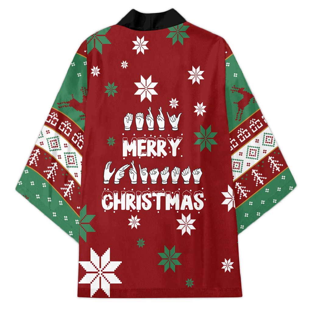 Sign Language Merry Christmas Kimono Xmas Holiday Patterns - Wonder Print Shop