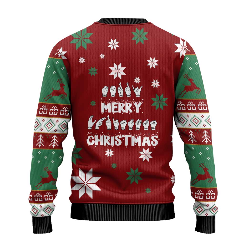 Sign Language Merry Christmas Ugly Christmas Sweater Xmas Holiday Patterns - Wonder Print Shop