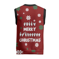 Sign Language Merry Christmas Knitted V-Neck Vest Xmas Holiday Patterns - Wonder Print Shop