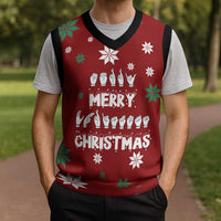 Sign Language Merry Christmas Knitted V-Neck Vest Xmas Holiday Patterns - Wonder Print Shop
