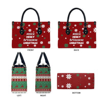 Sign Language Merry Christmas Leather Bag Xmas Holiday Patterns - Wonder Print Shop
