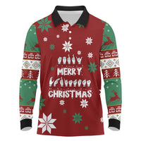 Sign Language Merry Christmas Long Sleeve Polo Shirt Xmas Holiday Patterns - Wonder Print Shop